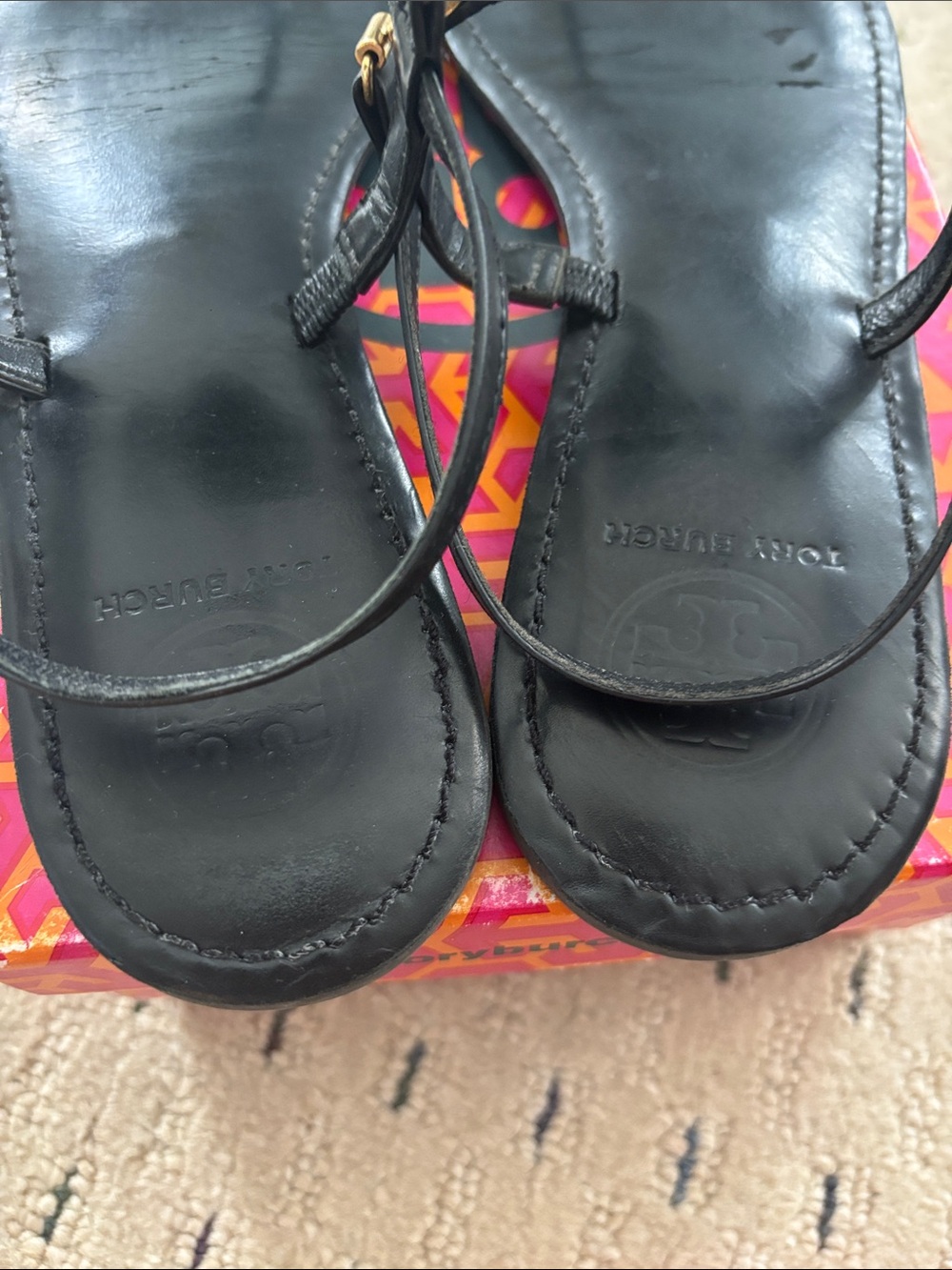 Tory Burch Ali Sandals black leather size 9 - Picture 6 of 7